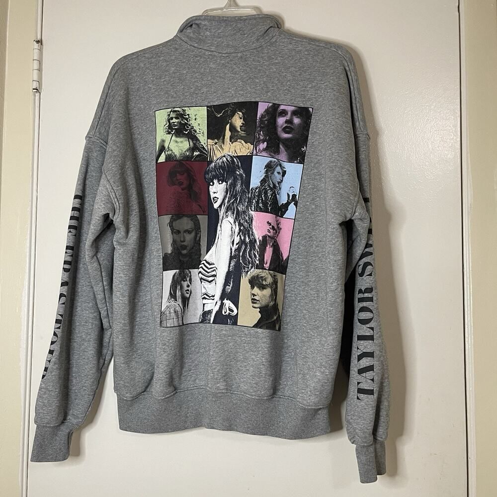 Taylor Swift The Eras Tour 1/4 Zip Sweatshirt Gray long sleeve Official Merc XS - Picture 4 of 7